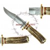 MR-8 LONE STAR RIDER DAMASCUS STEEL FORGED HUNTING STAG HANDLE KNIFE